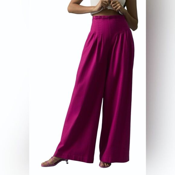 Anthropologie High Rise Pleated Pants Orchid Purple Wide Leg 6 - Picture 1 of 12
